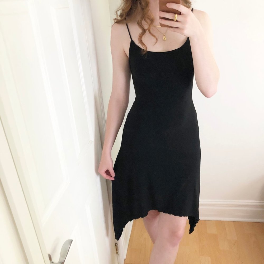 Stunning Vintage Lace Fringe Dark Midi Dress S/M - Picture 4 of 7